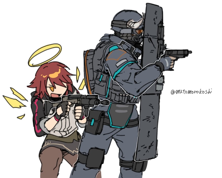 exusiai and reserve operator defender (arknights) drawn by mutomorokoshi