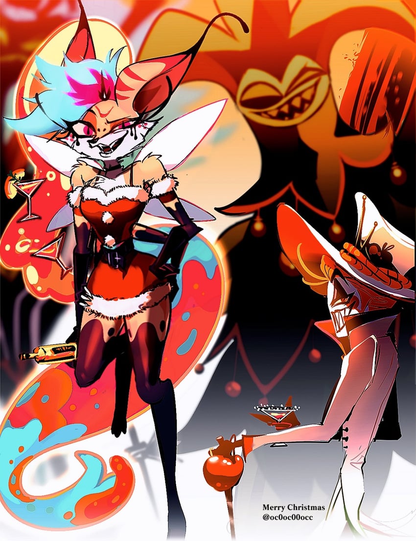 lucifer morningstar, beelzebub, and mammon (hazbin hotel) drawn by oc0oc00occ