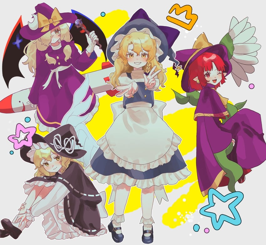 kirisame marisa and mimi-chan (touhou and 2 more) drawn by mendako_(mendaco_e)