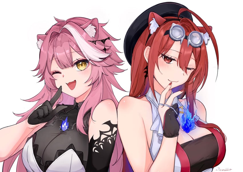 raora panthera and elizabeth rose bloodflame (hololive and 1 more) drawn by red666