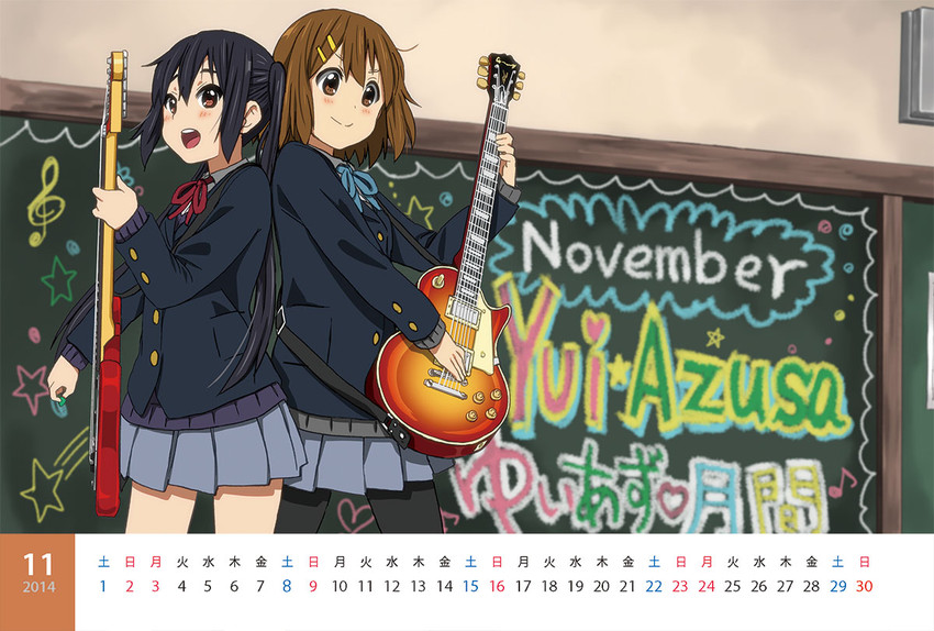 nakano azusa and hirasawa yui (k-on!) drawn by watanore