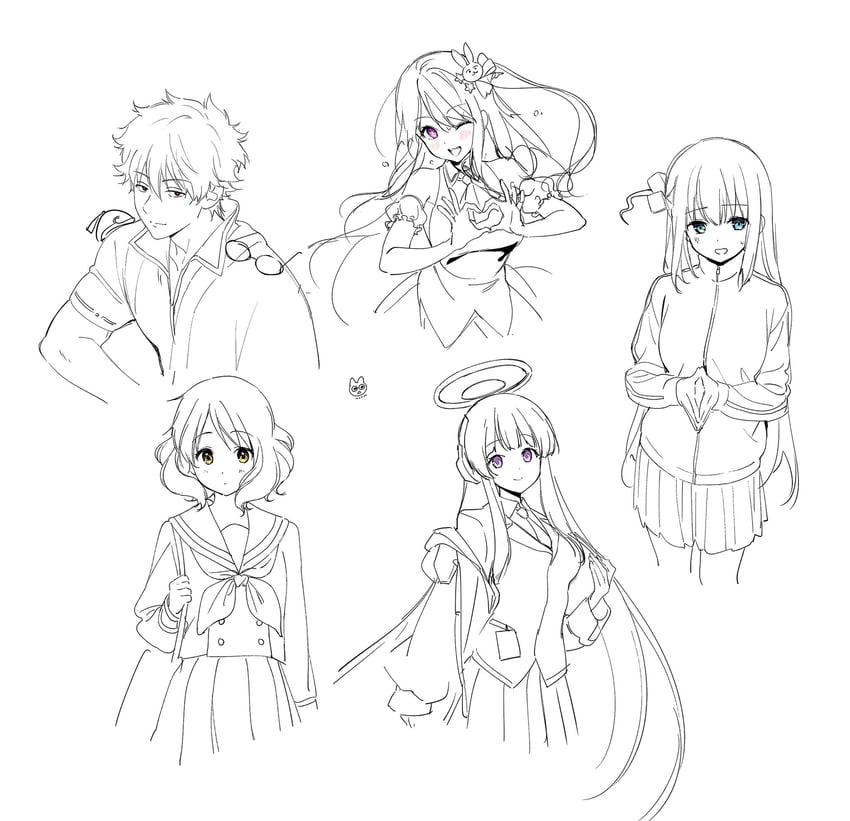 gotoh hitori, noa, oumae kumiko, sakata gintoki, and hoshino ai (blue archive and 4 more) drawn by mery_(yangmalgage)