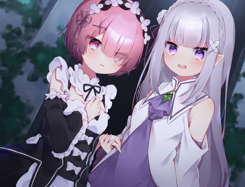 emilia and ram (re:zero kara hajimeru isekai seikatsu) drawn by eringikinono