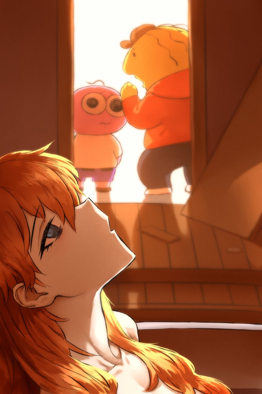 souryuu asuka langley, charlie dompler, and pim pimling (neon genesis evangelion and 1 more) drawn by haraya_manawari