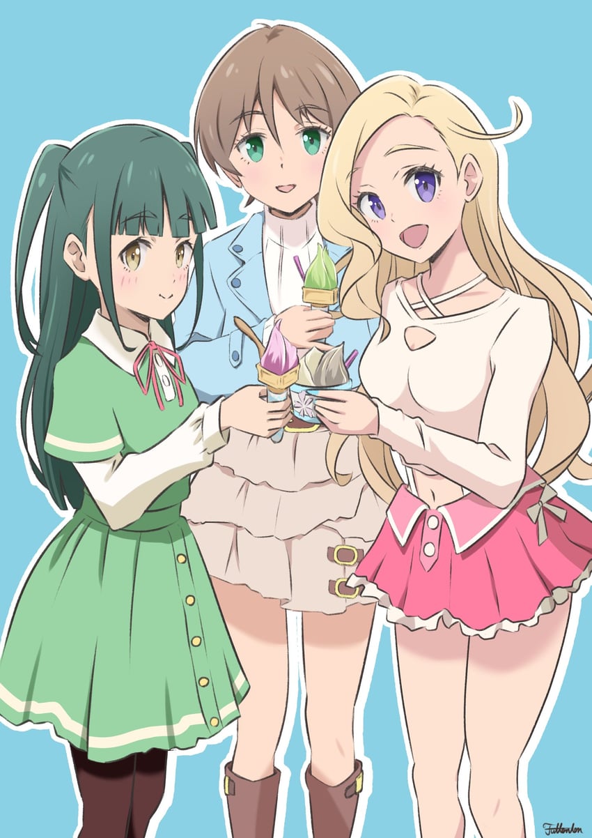 yamada midori, harumiya yukuri, and konohana aurora (love live! and 1 more) drawn by futtenten