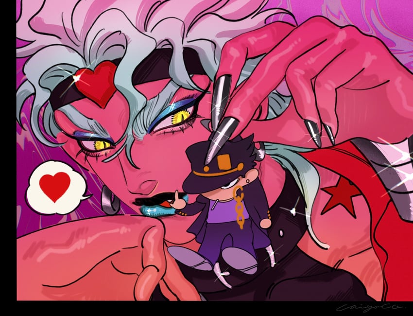 kujo jotaro and dio brando (jojo no kimyou na bouken and 1 more) drawn by chlyaco