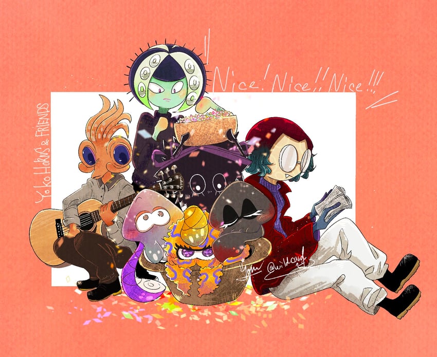 tao blu, yoko, tosh, kitamura, oonie, and 2 more (splatoon and 1 more) drawn by wildcard1_4