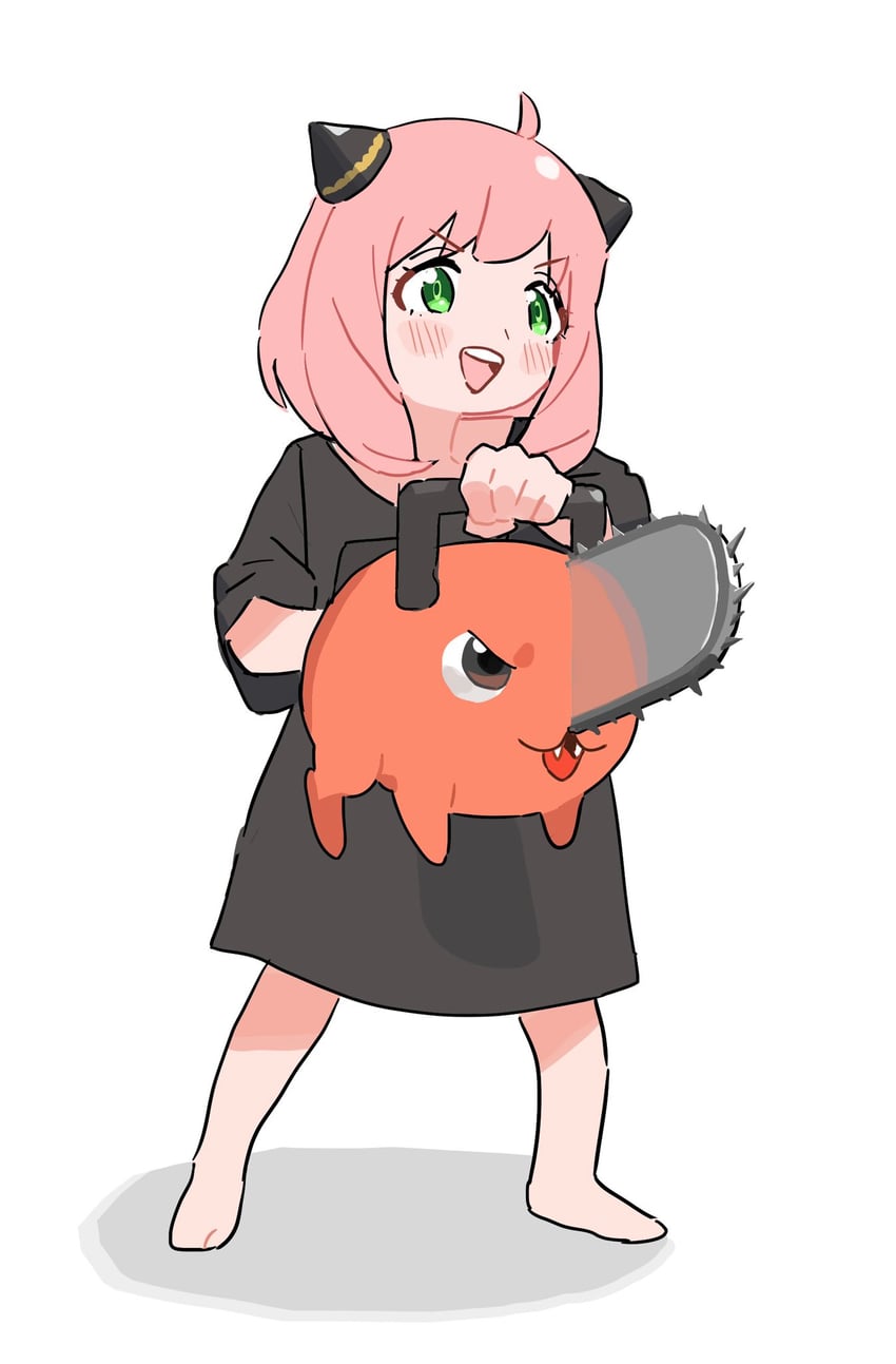 anya and pochita (chainsaw man and 1 more) drawn by riki_(riki_unc)