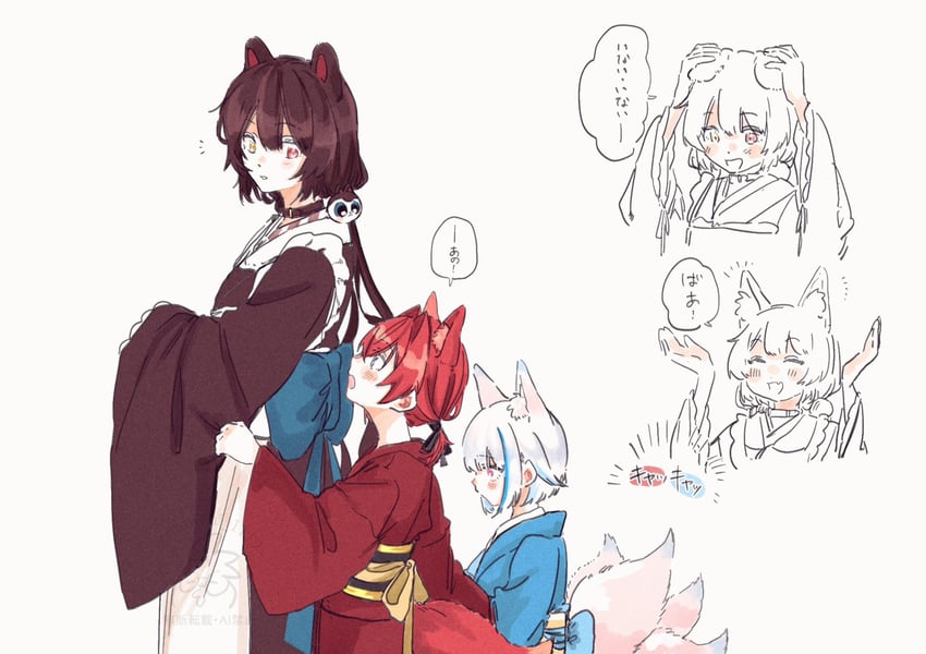 lize helesta, ange katrina, and inui toko (nijisanji) drawn by ritowani