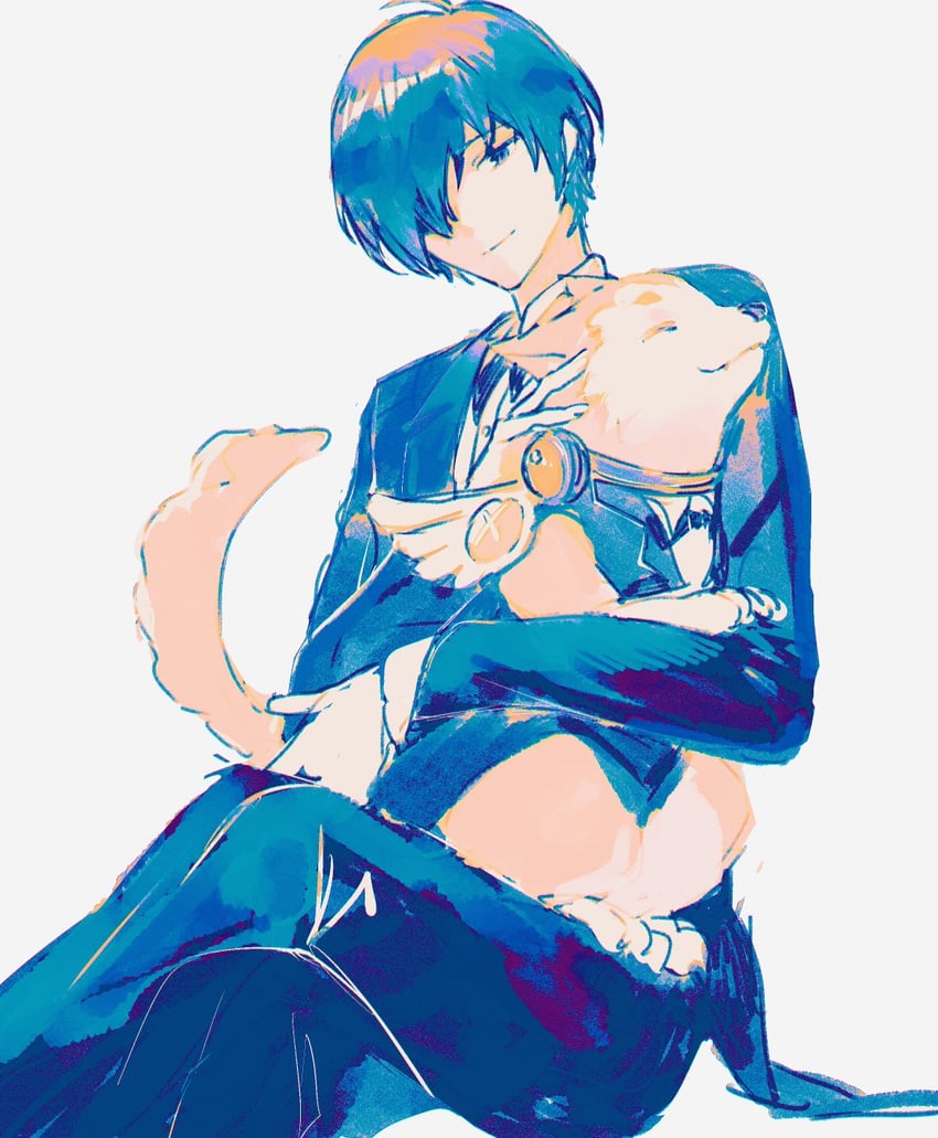 yuuki makoto and koromaru (persona and 1 more) drawn by iwasinogomaae