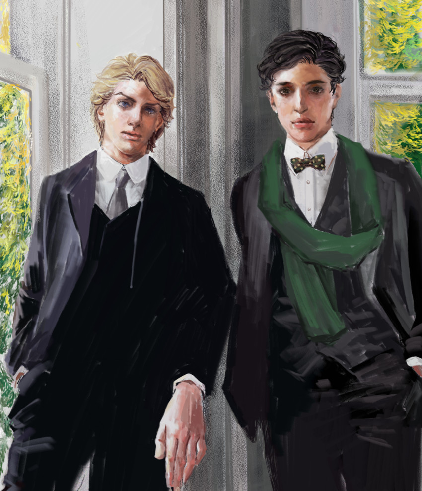 dio brando and jonathan joestar (jojo no kimyou na bouken and 1 more) drawn by redrum_(redrumurder)