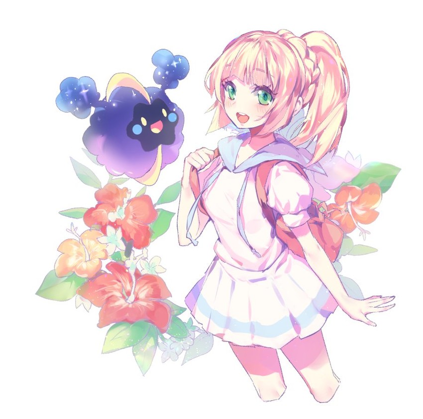 lillie and cosmog (pokemon and 1 more) drawn by joypyonn