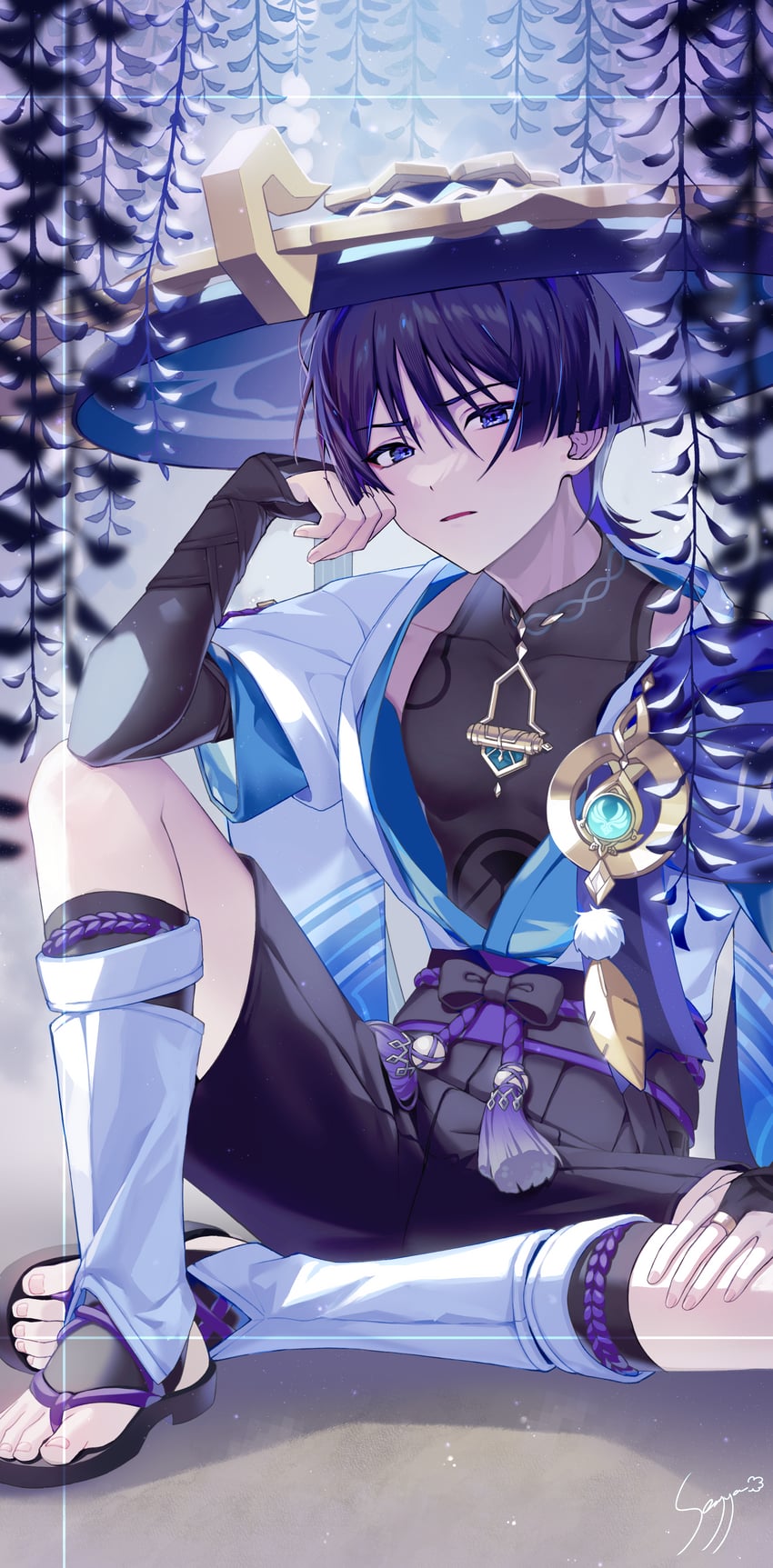 scaramouche and wanderer (genshin impact) drawn by ice_s_s_z