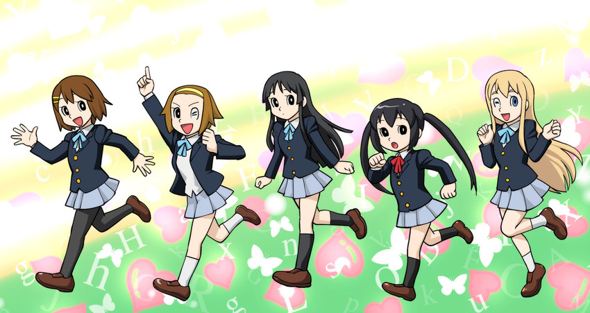 akiyama mio, nakano azusa, hirasawa yui, tainaka ritsu, and kotobuki tsumugi (k-on!) drawn by ueyama_michirou