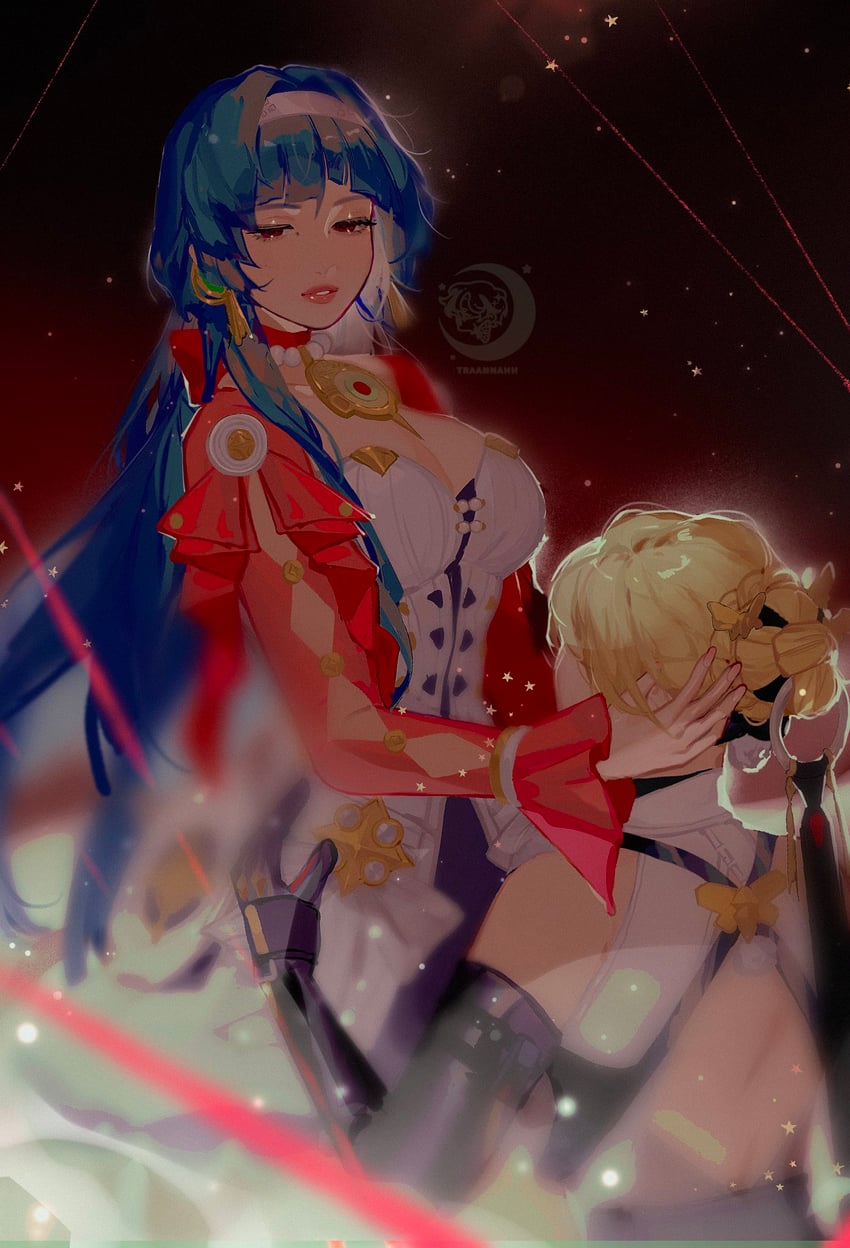 evelyn chevalier and astra yao (zenless zone zero) drawn by tran_(traannahh)