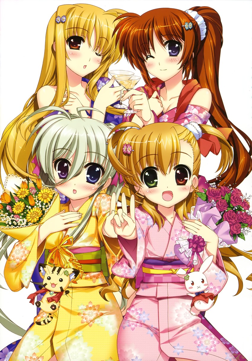 fate testarossa, takamachi nanoha, vivio, einhard stratos, sacred heart, and 1 more (lyrical nanoha and 1 more) drawn by fujima_takuya