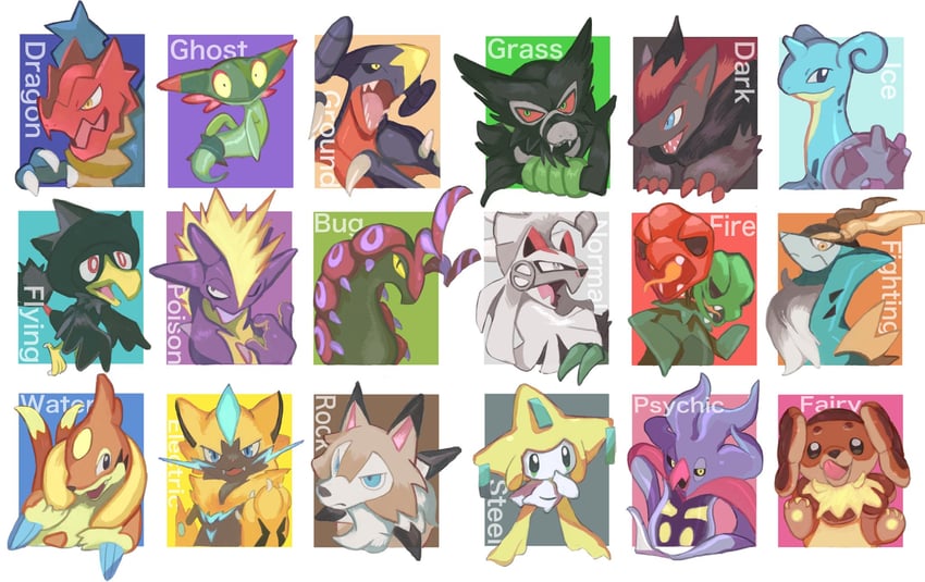 jirachi, garchomp, lapras, lycanroc, dreepy, and 13 more (pokemon) drawn by oisisabatugun