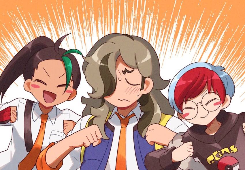 nemona, arven, and penny (pokemon and 1 more) drawn by shinanan_(s7nnr)