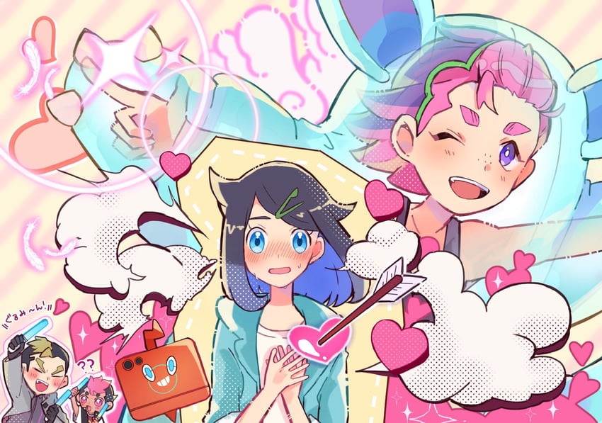 liko, dot, roy, nidothing, and zirc (pokemon and 1 more) drawn by yamada_(6126_rf)