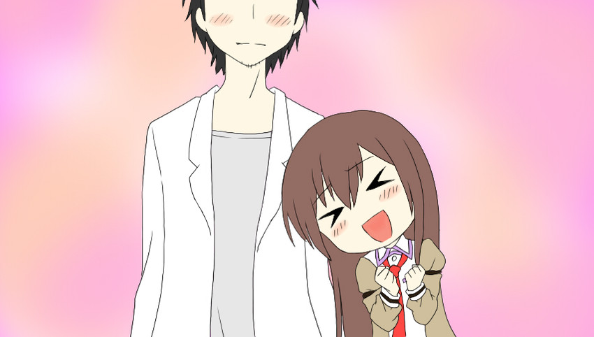 makise kurisu and okabe rintarou (science adventure and 2 more) drawn by saco_(liebe)