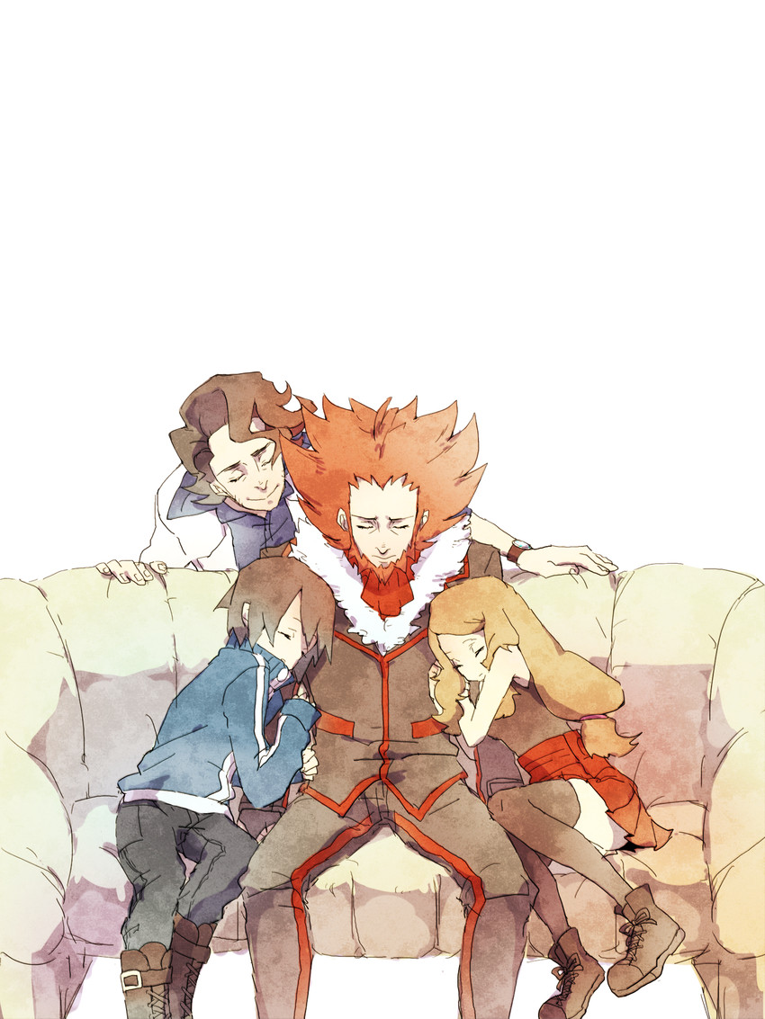 serena, calem, lysandre, and professor sycamore (pokemon and 1 more) drawn by asano_e