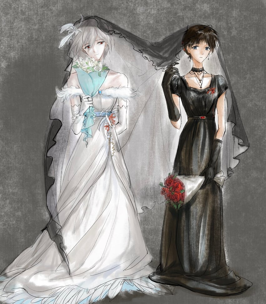 ikari shinji and nagisa kaworu (neon genesis evangelion) drawn by loniceraastray