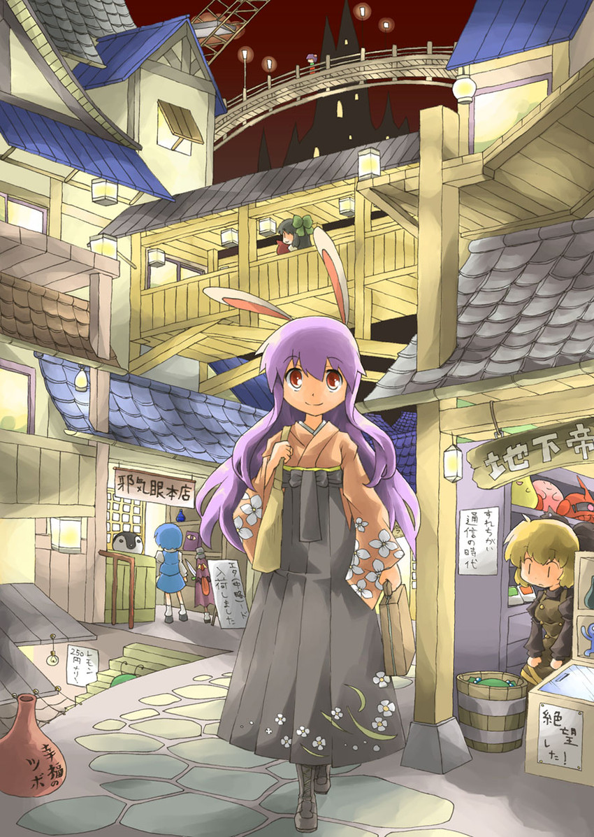 reisen udongein inaba, reiuji utsuho, tatara kogasa, wriggle nightbug, kirby, and 5 more (touhou and 4 more) drawn by harada_(sansei_rain)