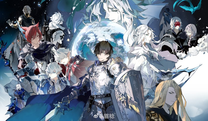 warrior of light, g'raha tia, venat, adventurer, emet-selch, and 11 more (final fantasy and 1 more) drawn by mei_ren