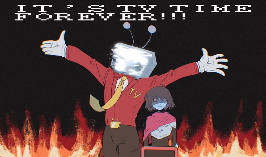 kris and ant tenna (deltarune) drawn by chidori_(penguin_matsuno)
