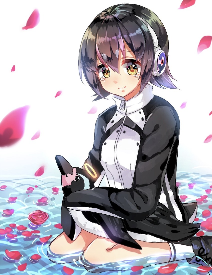 humboldt penguin and grape-kun (kemono friends) drawn by kurone_(nano_070)