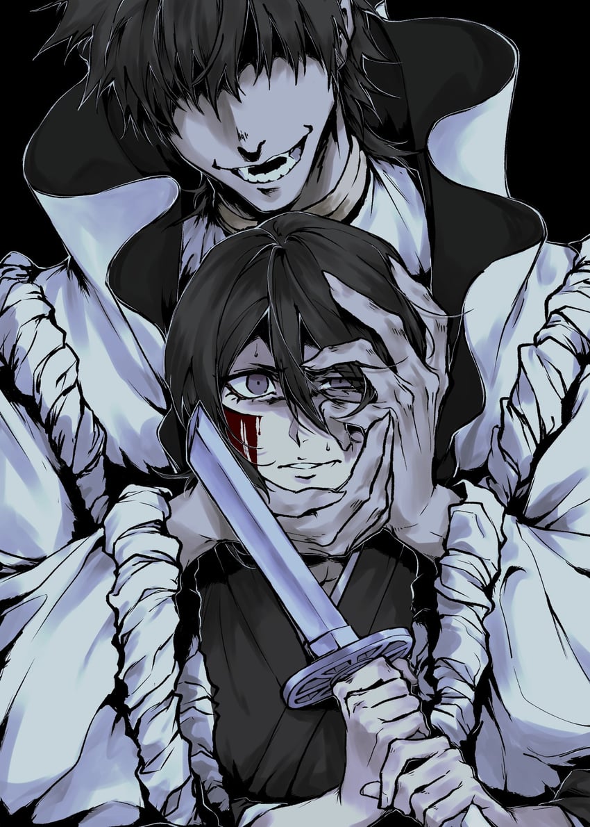 kuchiki rukia, shiba kaien, and aaroniero arruruerie (bleach) drawn by losloslaus