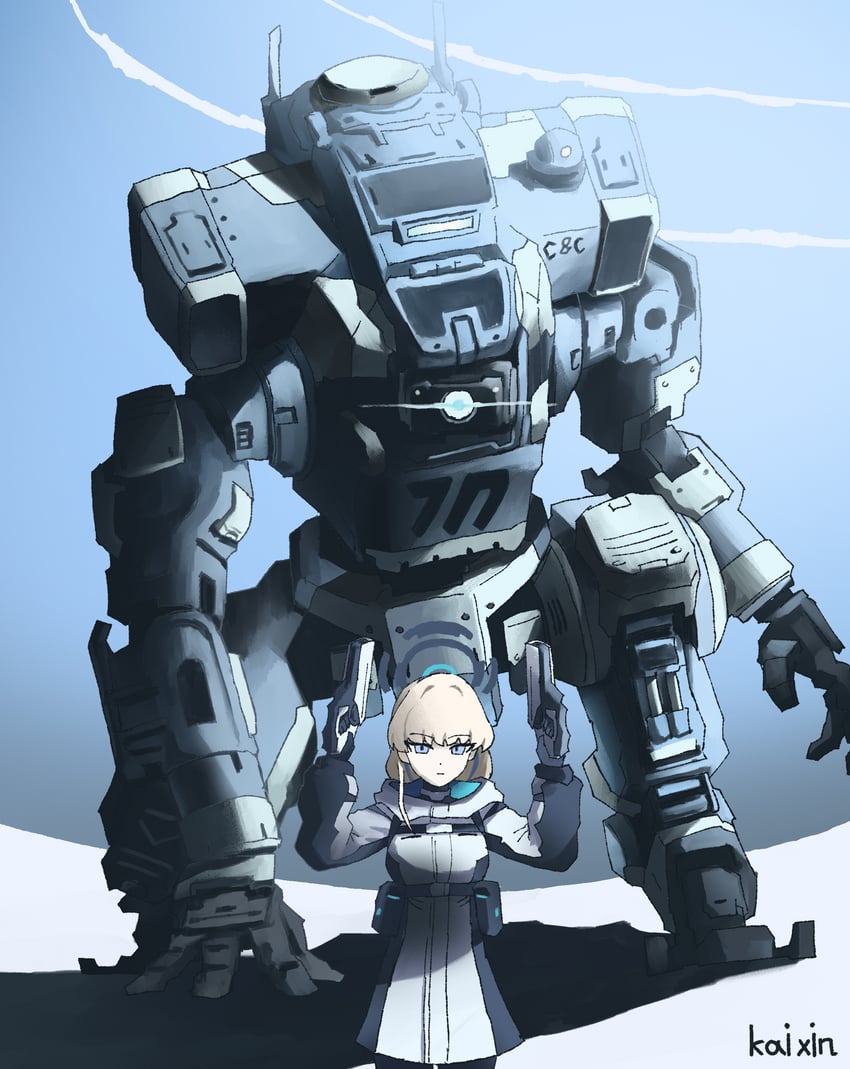 toki, pilot, and bt-7274 (blue archive and 2 more) drawn by kai_xin