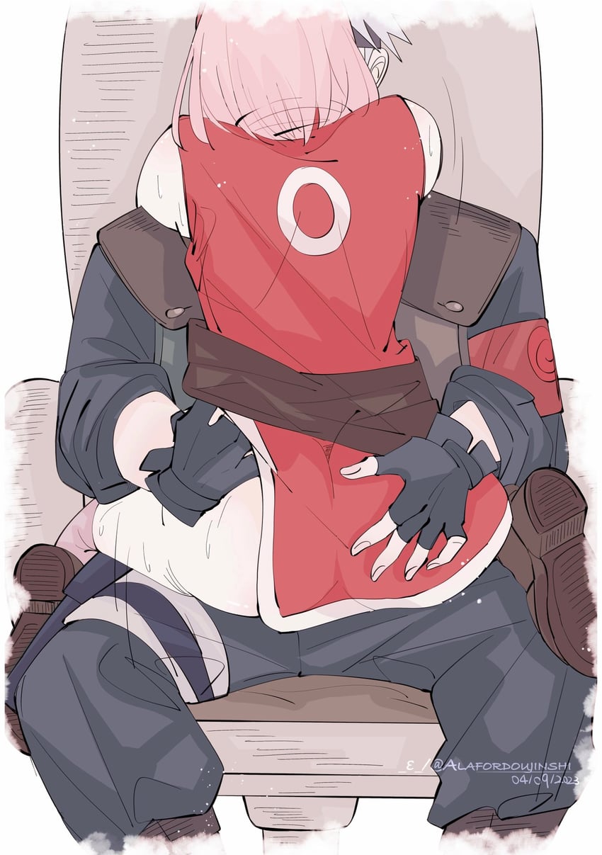 haruno sakura and hatake kakashi (naruto and 1 more) drawn by alafordoujinshi