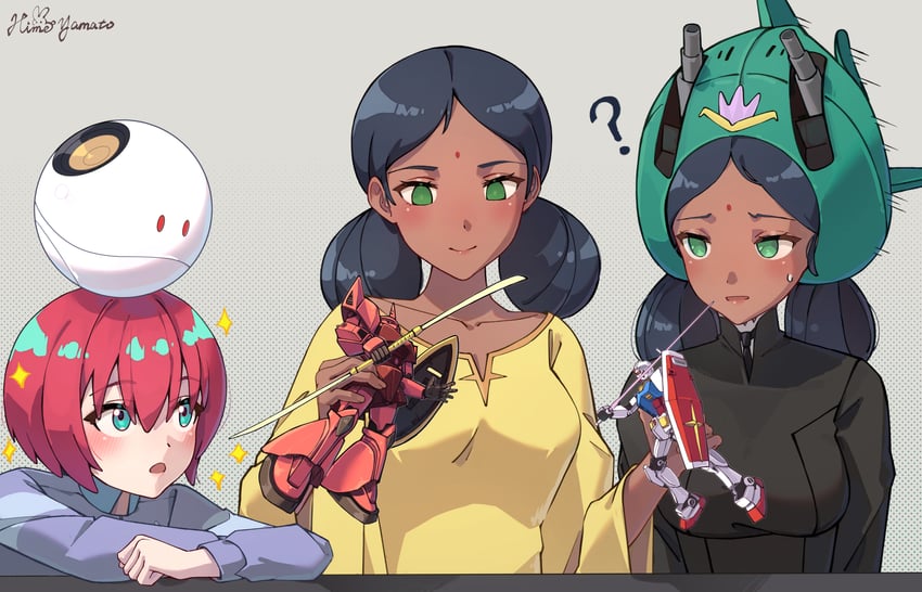 amate yuzuriha, haro, rx-78-2 gundam, gquuuuuux, lalah sune, and 2 more (gundam and 2 more) drawn by himeyamato
