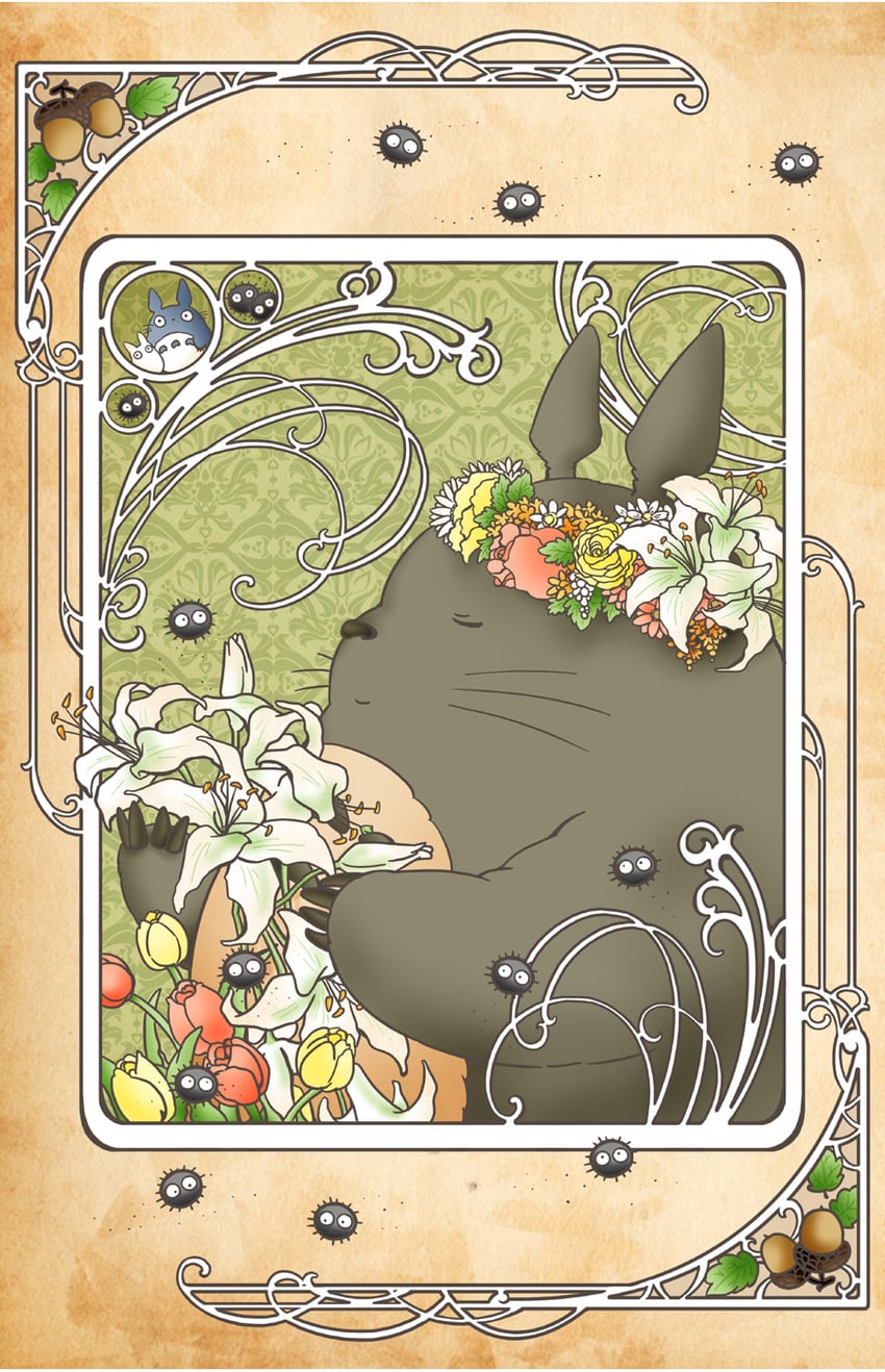 totoro, susuwatari, chibi totoro, and chuu totoro (studio ghibli and 1 more) drawn by zzzeus