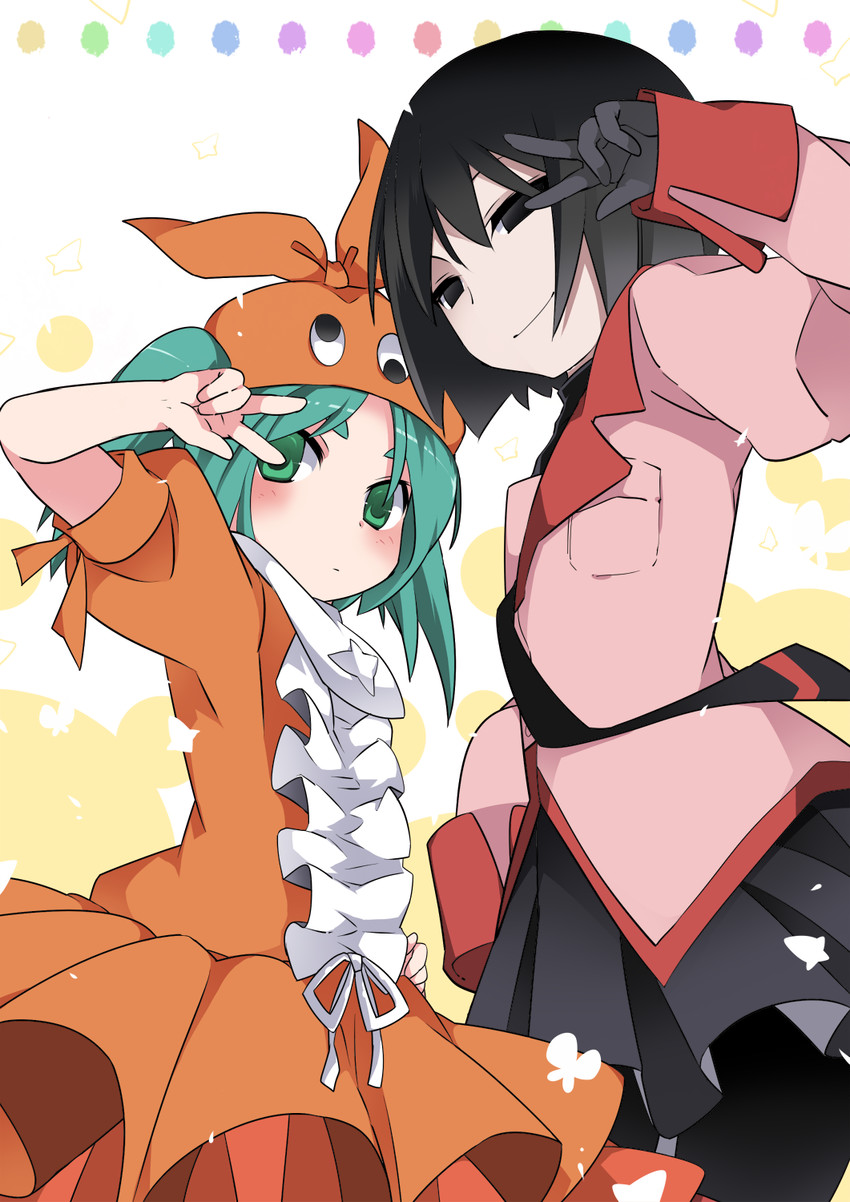 oshino ougi and ononoki yotsugi (monogatari) drawn by hammer_(sunset_beach)