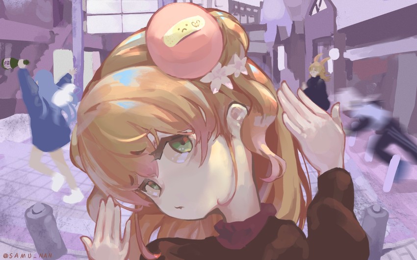 yukihana lamy, shishiro botan, omaru polka, and momosuzu nene (hololive) drawn by samu_(7643109)