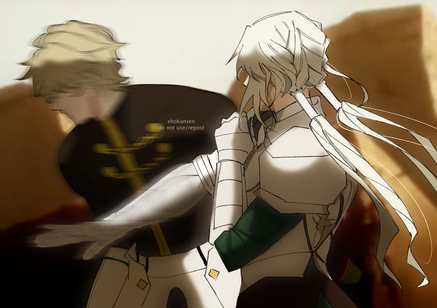 gawain and bedivere (fate and 1 more) drawn by shokansenn