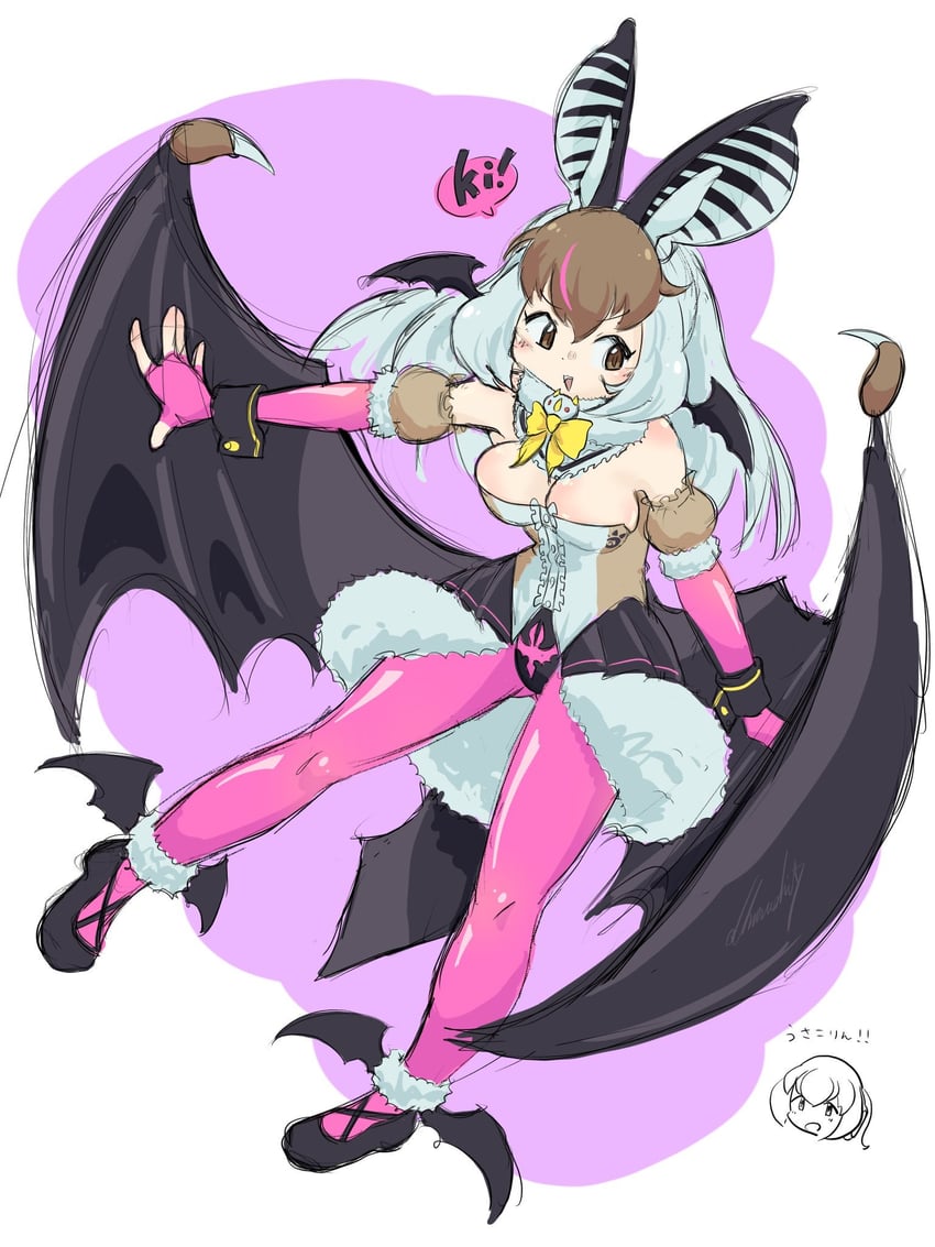 brown long-eared bat (kemono friends and 1 more) drawn by cherushi_2