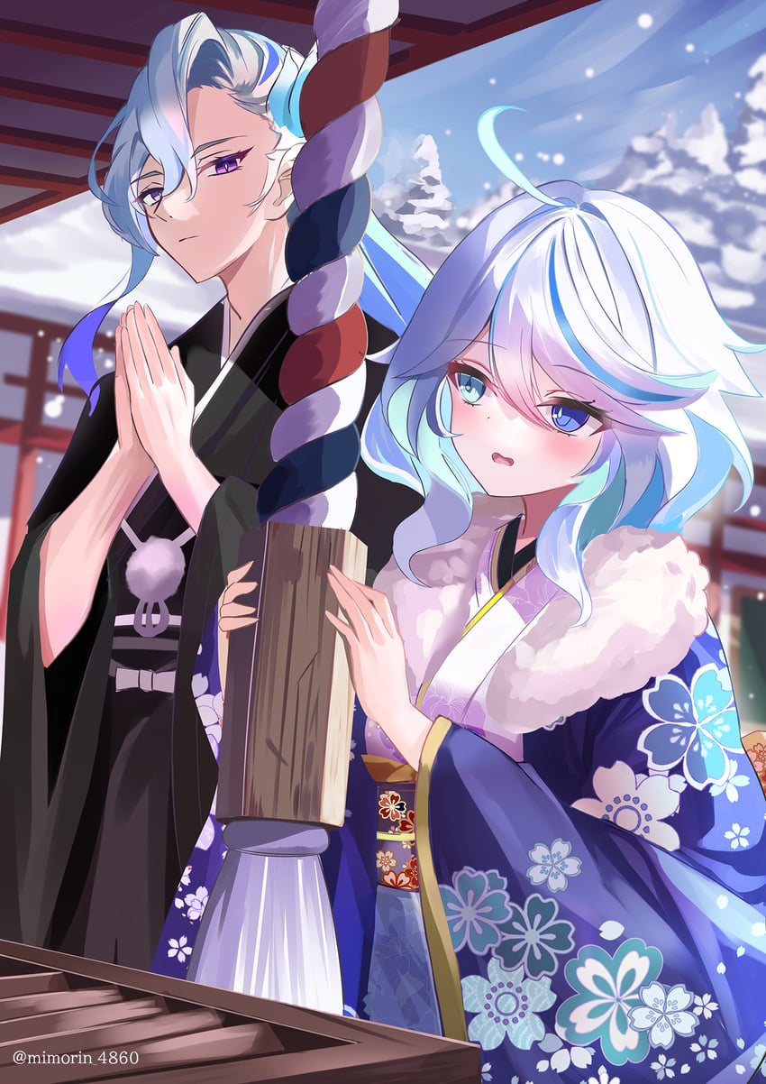 furina and neuvillette (genshin impact) drawn by mimori_(mimorin_4860)