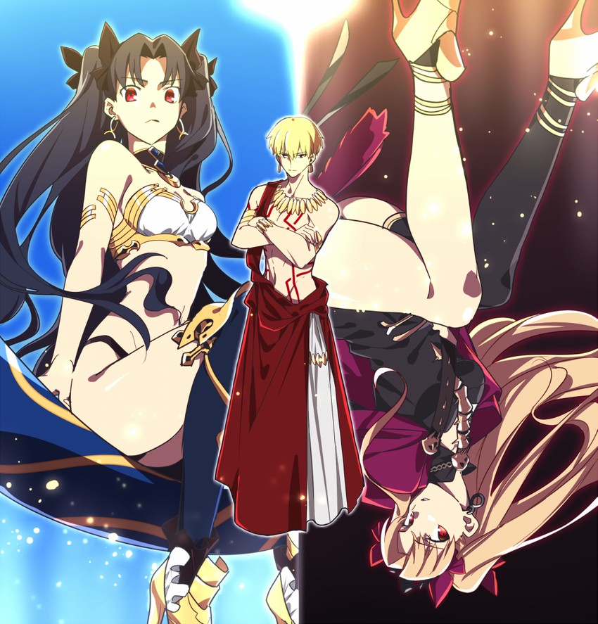 gilgamesh, ereshkigal, and ishtar (fate and 1 more) drawn by chietori