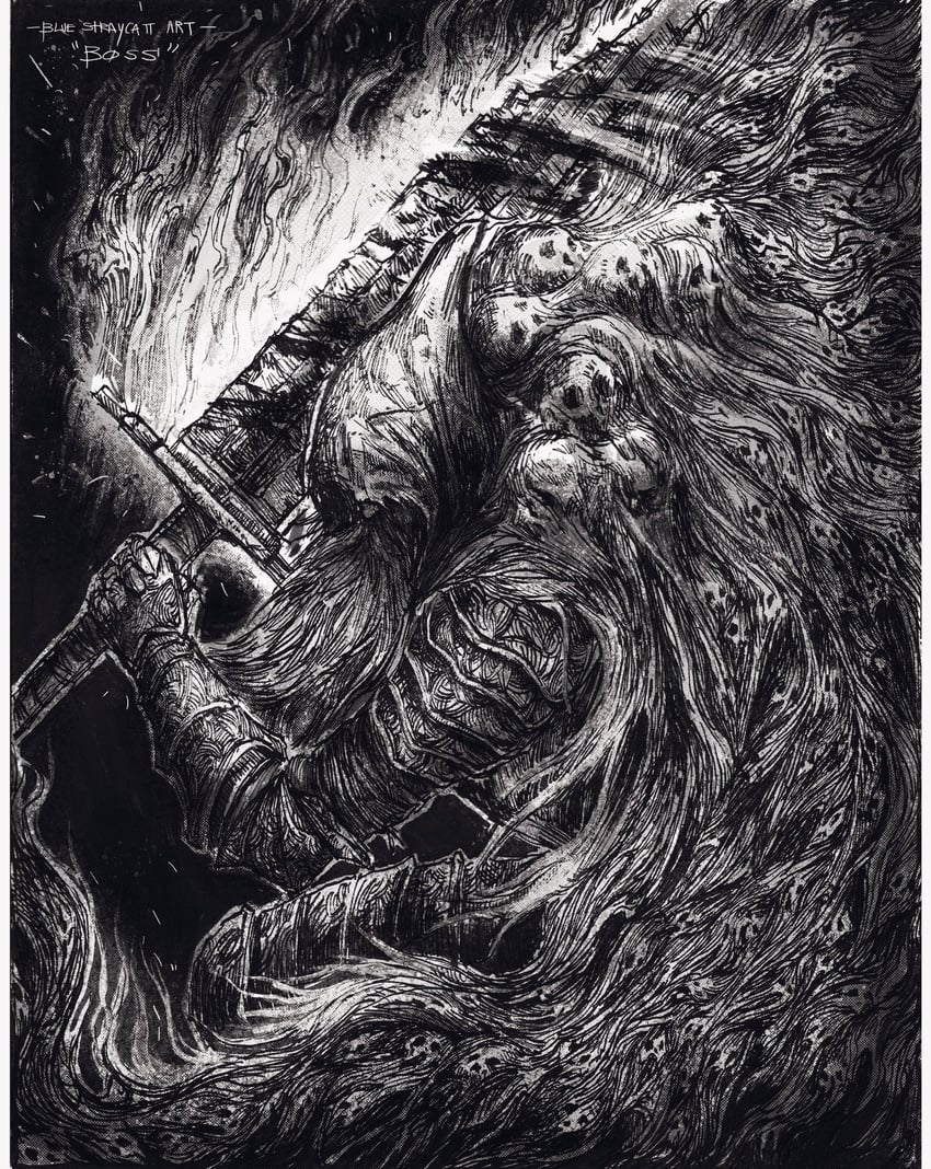 slave knight gael (dark souls and 1 more) drawn by bluestraycatart