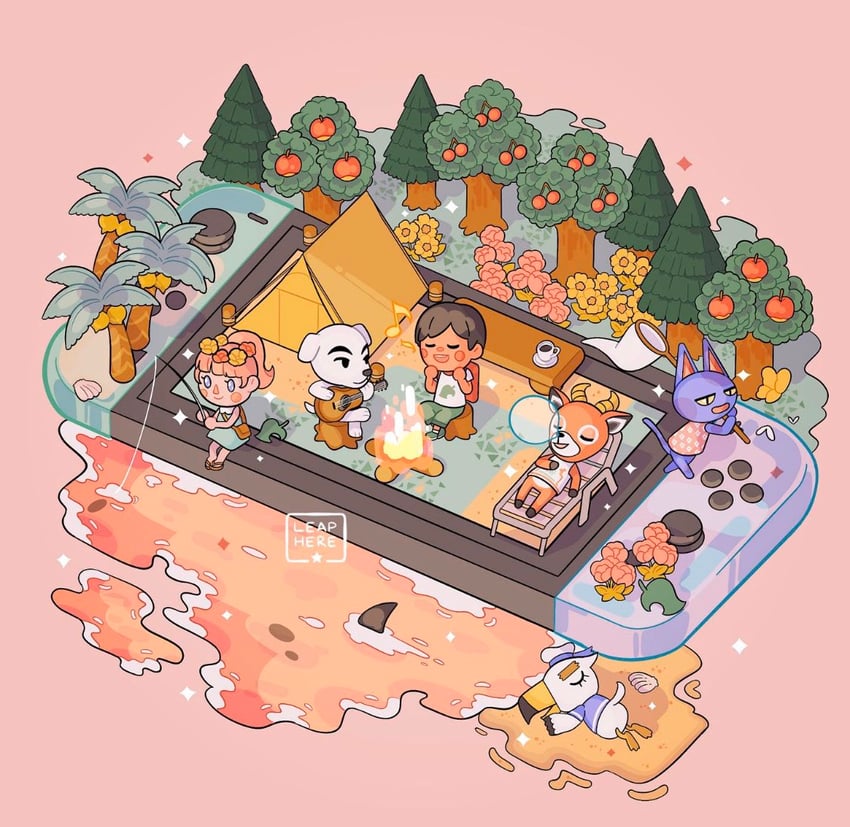 villager, k.k. slider, beau, bob, and gulliver (animal crossing) drawn by leaphere