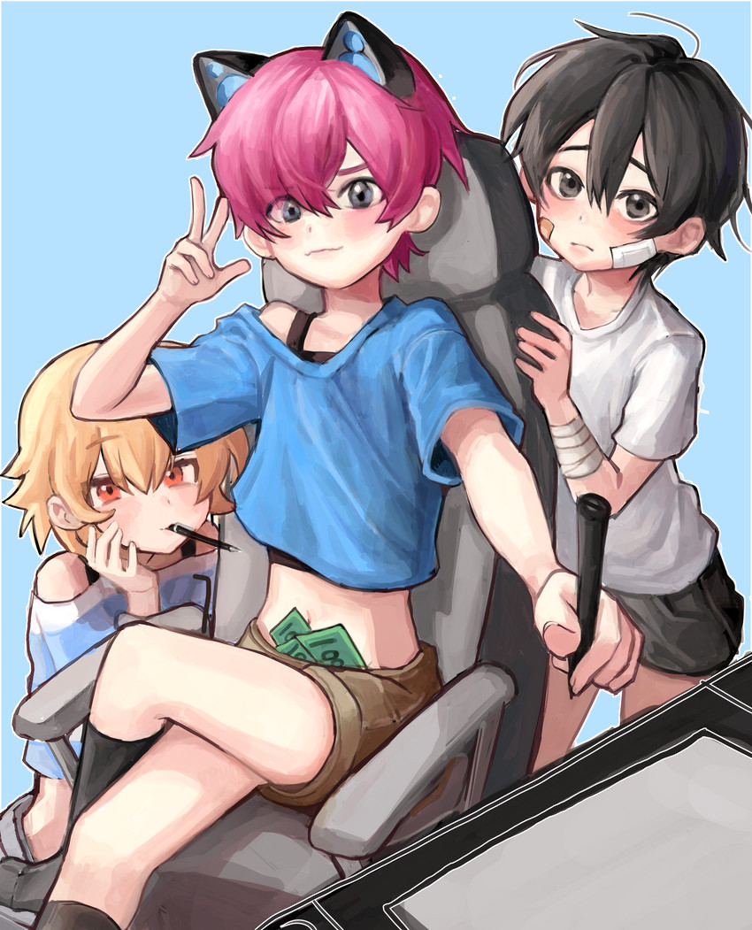 lee hoon, jeong sana, and park jinim (suicide boy) drawn by aube