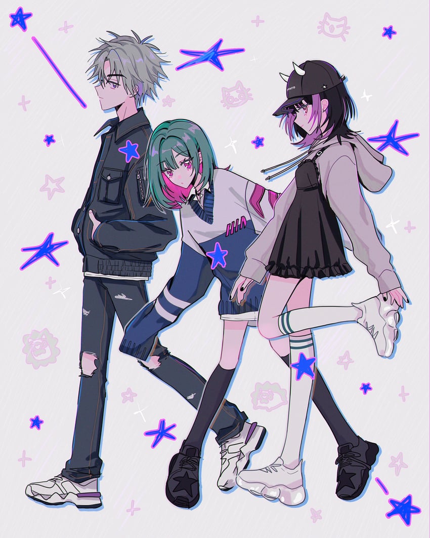 nira-chan and gray-kun (zutto mayonaka de ii no ni and 2 more) drawn by myon_(tokipi)