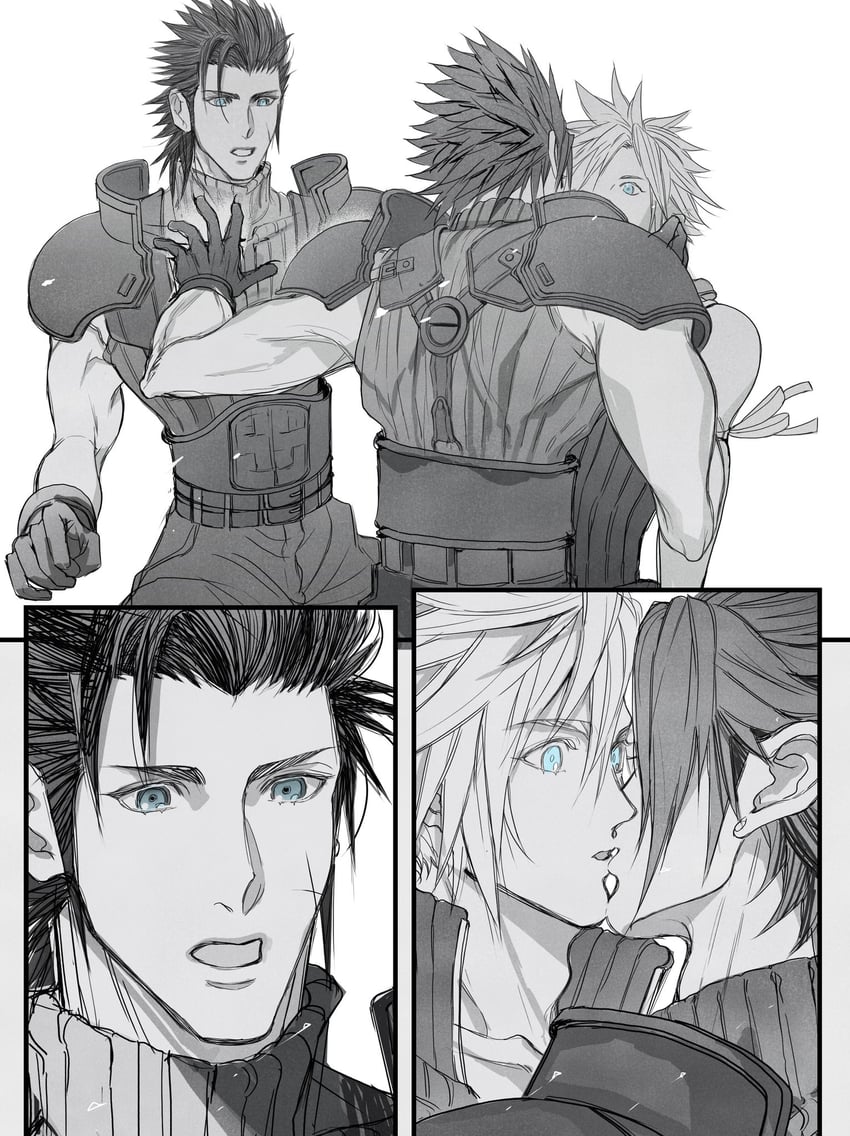 cloud strife and zack fair (final fantasy and 3 more) drawn by 2b_fff