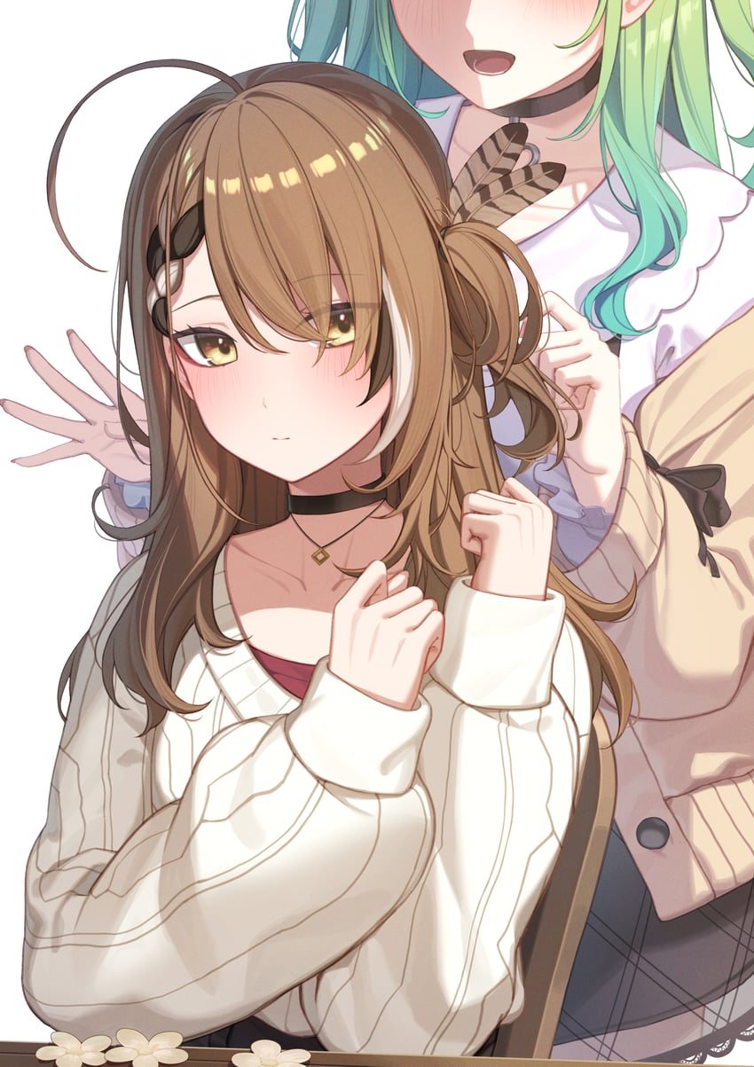 nanashi mumei and ceres fauna (hololive and 1 more) drawn by resu_desu