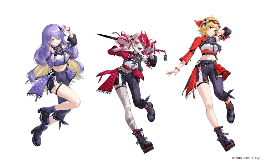kureiji ollie, moona hoshinova, and kaela kovalskia (hololive and 1 more) drawn by matsuura_kento
