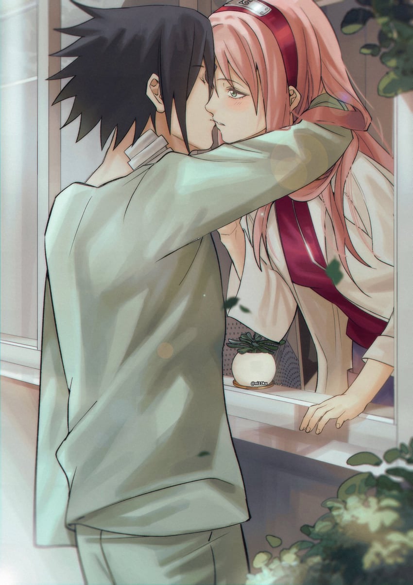 haruno sakura and uchiha sasuke (naruto and 1 more) drawn by niku_(ni23ku)