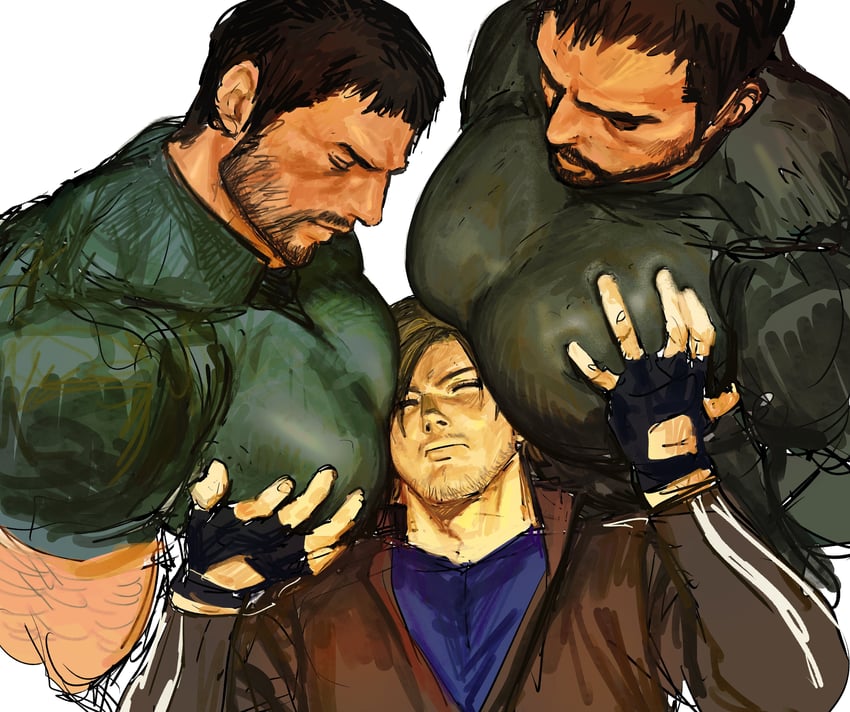 leon s. kennedy and chris redfield (resident evil and 2 more) drawn by 123456dyom